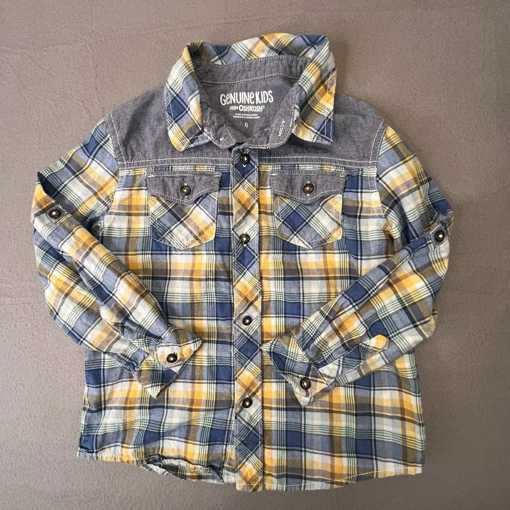 Genuine Kids by OshKosh B'gosh Plaid Button-down Long-Sleeve Shirt - Size 6